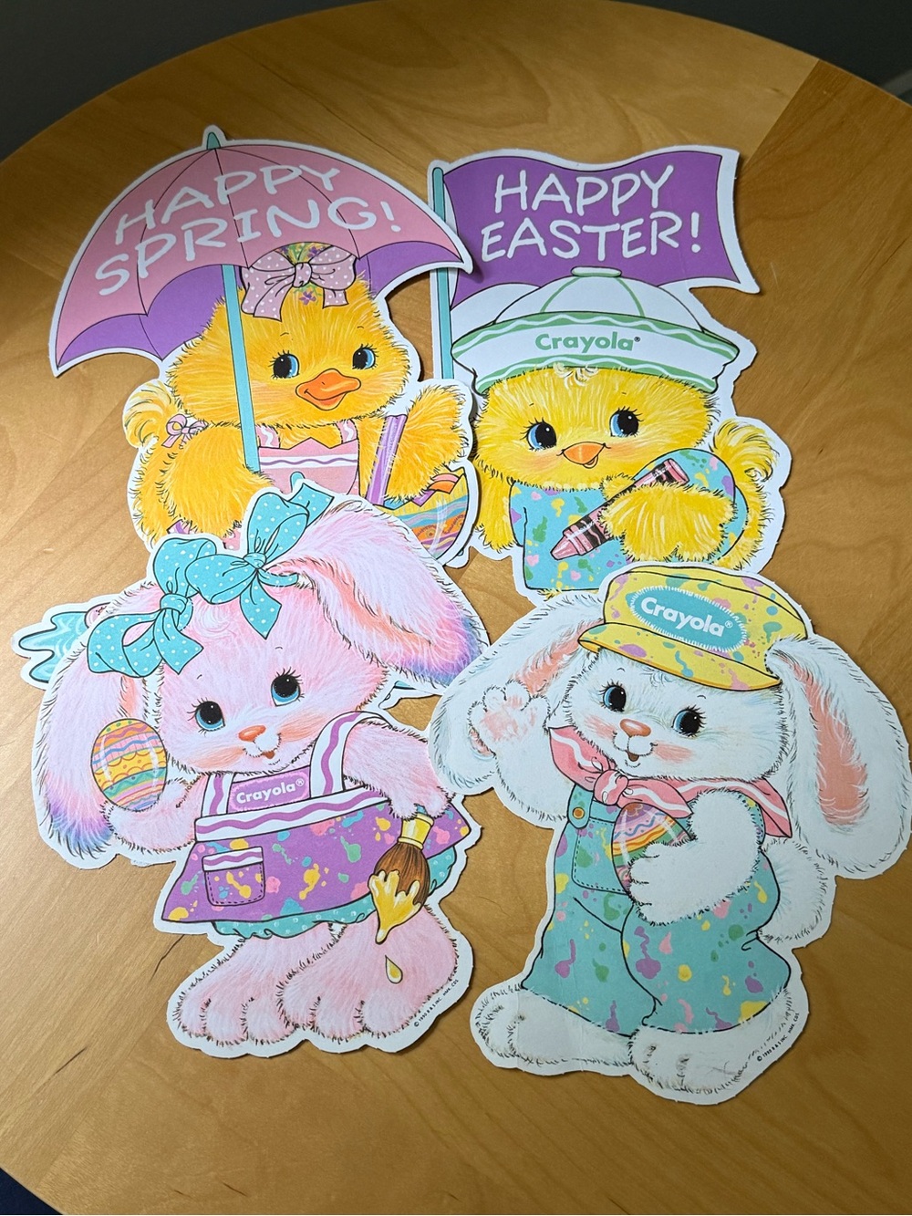 Set 4 Vintage Easter Die Cuts c1990 Crayola Hallmark Holiday Decorations